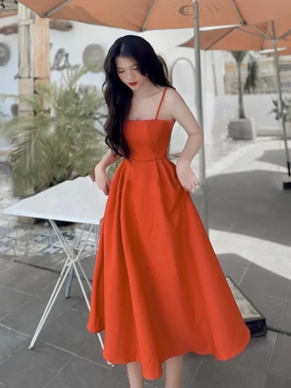 Đầm Xòe Cam 2 Dây xmdt1651160