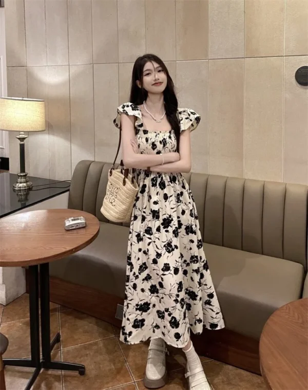 Đầm Xòe Hoa Ccánh Tiên Nhún Thun xmdt1779 - Ảnh 2