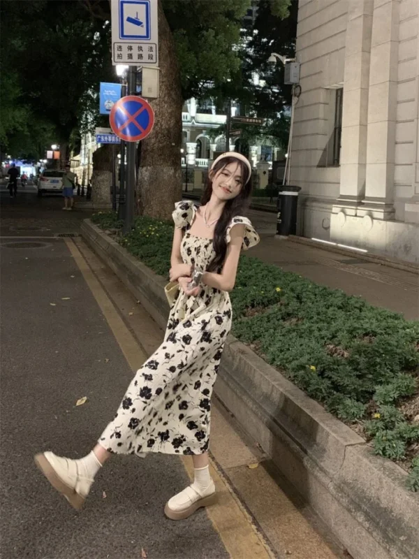 Đầm Xòe Hoa Ccánh Tiên Nhún Thun xmdt1779 - Ảnh 4