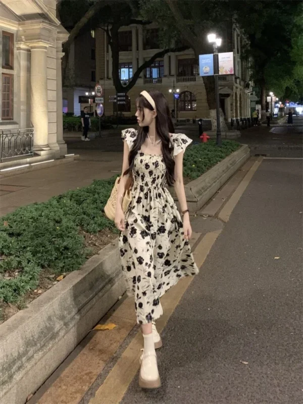 Đầm Xòe Hoa Ccánh Tiên Nhún Thun xmdt1779 - Ảnh 5