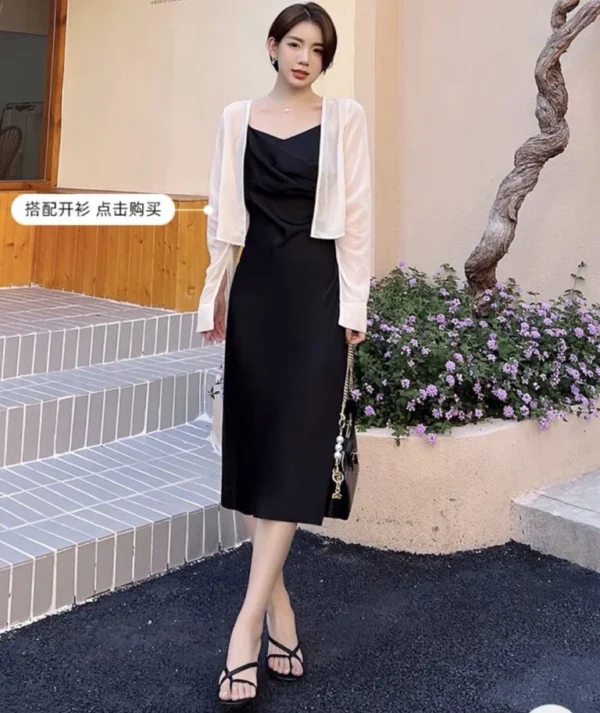 Đầm xòe lụa 2 dây cổ đổ - MC2-49 - Ảnh 4