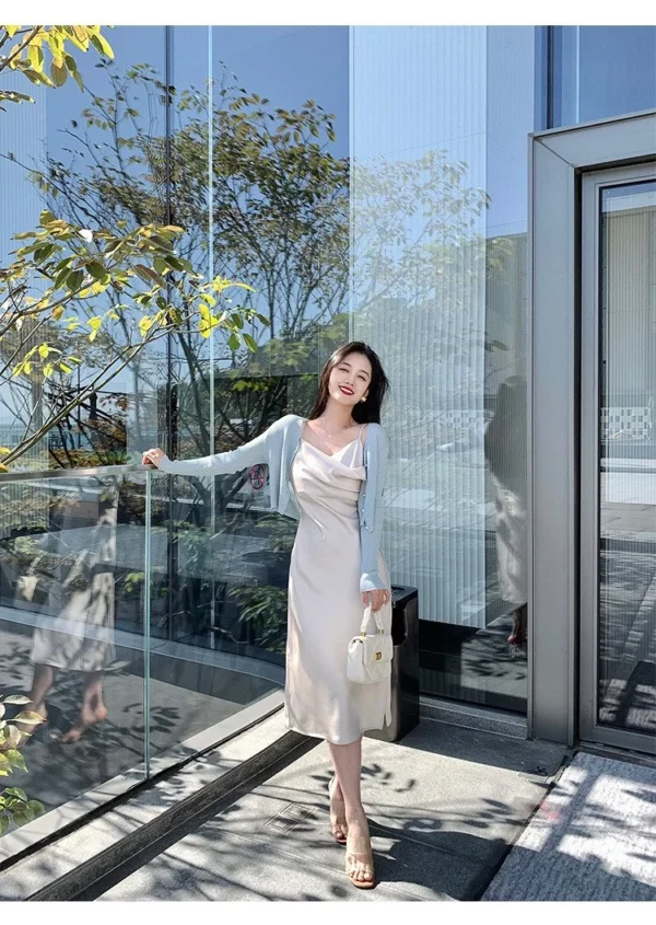 Đầm xòe lụa 2 dây cổ đổ - MC2-49 - Ảnh 6