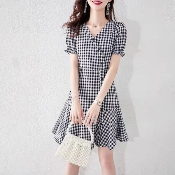 Đầm xòe xanh sơ mi tay dài DT-MC2-06