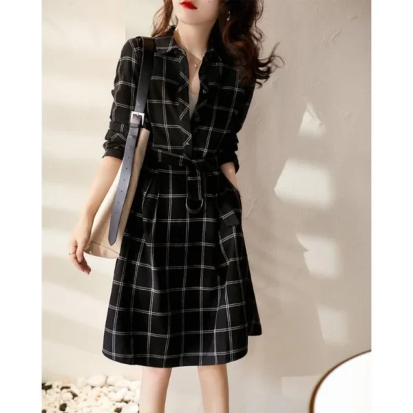 Đầm sơ mi caro tay dài - MC2-39