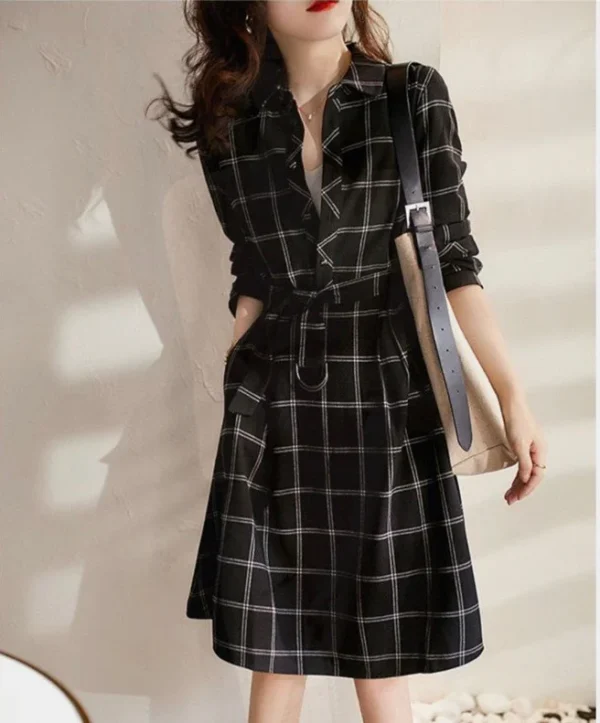 Đầm sơ mi caro tay dài - MC2-39 - Ảnh 6