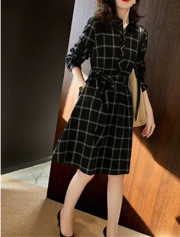 Đầm sơ mi caro tay dài - MC2-39 - Ảnh 7