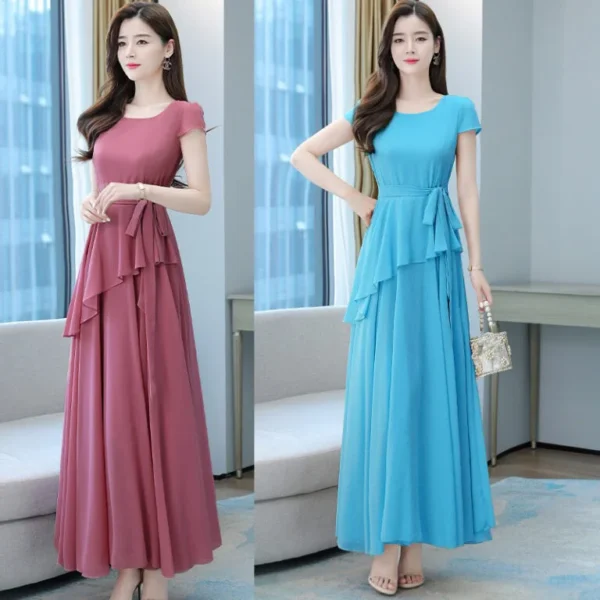 Đầm Maxi tay con eo cách điệu - DT-MC2-30