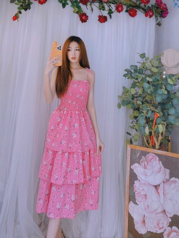 Đầm hoa nhí bo chun 3 tầng - MC4 - ddp0007