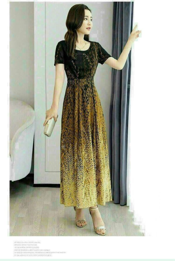 Đầm xòe hoa vàng cổ tròn - MC2-63 - Ảnh 2