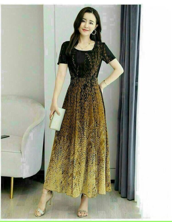 Đầm xòe hoa vàng cổ tròn - MC2-63 - Ảnh 4