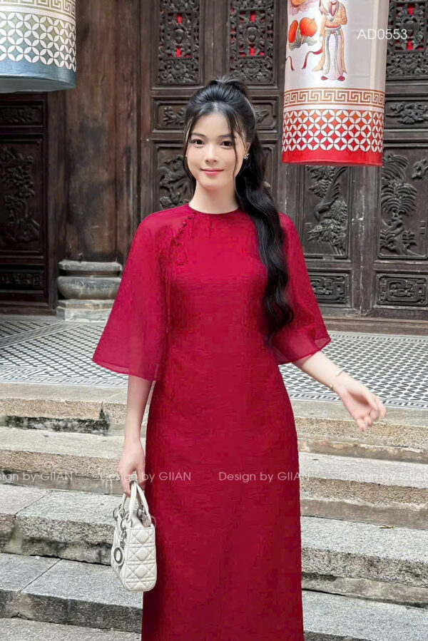 Set Áo Dài Áo Đĩu Phối Quần Lụa Màu Y Hình - Hình ảnh 2