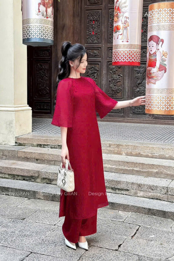 Set Áo Dài Áo Đĩu Phối Quần Lụa Màu Y Hình - Hình ảnh 3